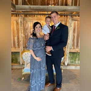 Pinkblush Blue Lace Off the Shoulder Dress